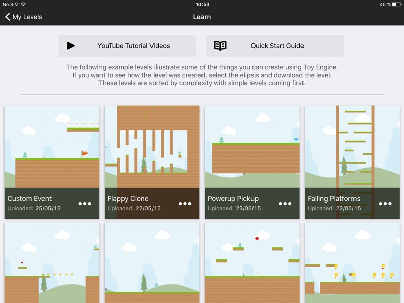 Crea tu propio videojuego en iPad con Toy Engine (aunque no sepas programar)