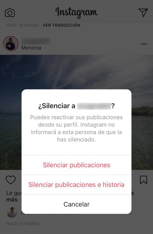 Cómo silenciar temporalmente a un contacto en Instagram