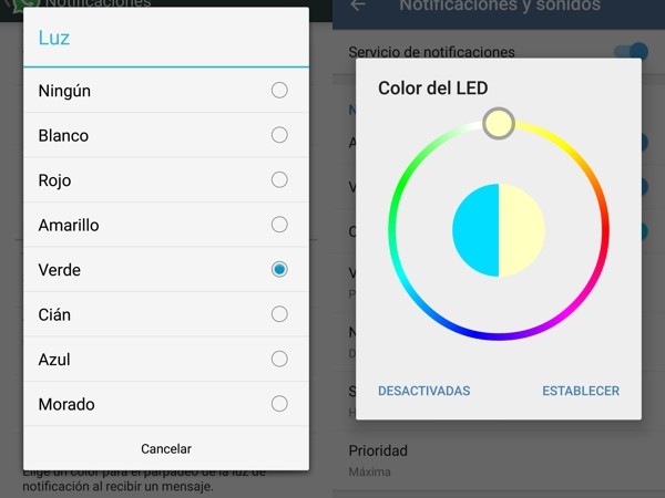 Cómo personalizar el LED de Android