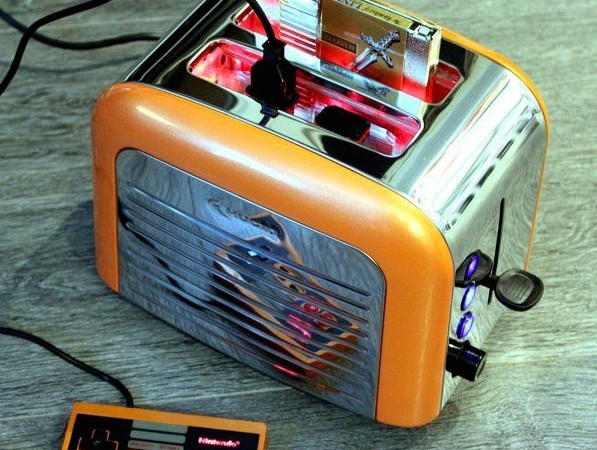 Una consola retro Nintendo en una tostadora