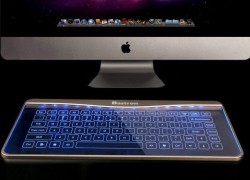 Elegante teclado de cristal con soporte de gestos