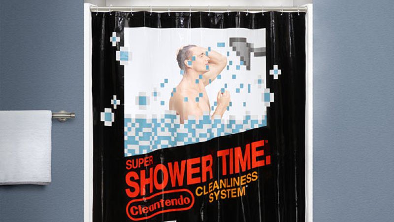 Duchas con toque geek gracias a la cortina de baño Retro Gaming