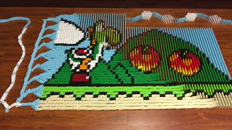 Impresionante montaje de dominó de Super Mario World